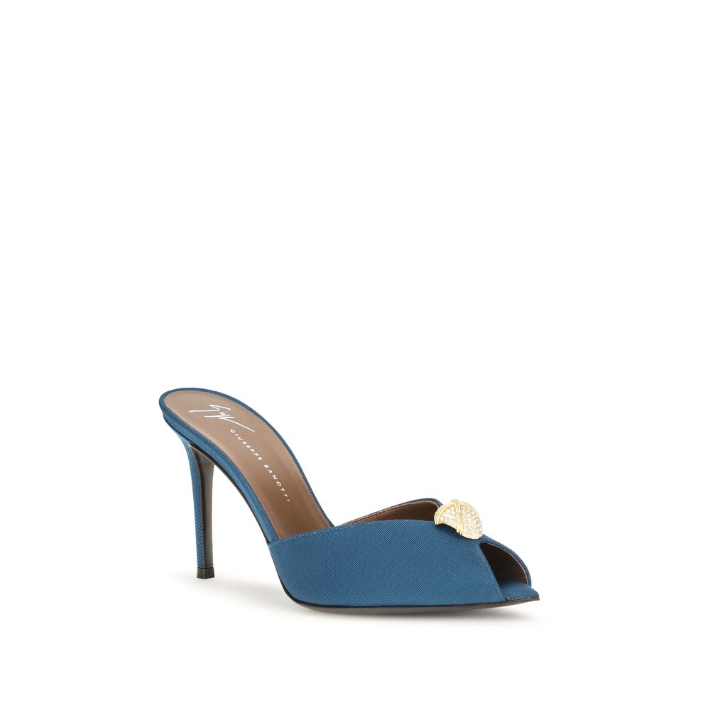 Blue Calf Leather Bos Taurus Stiletto Heel Sandals