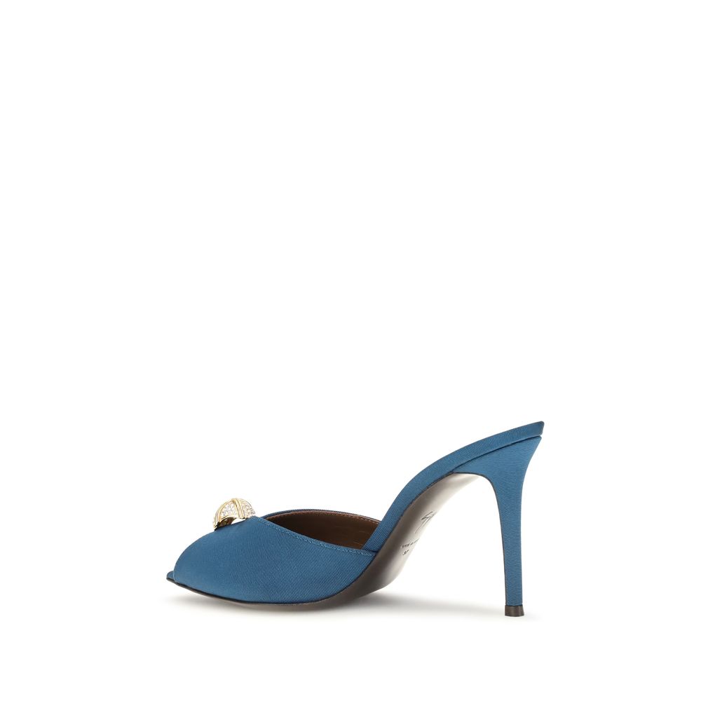 Blue Calf Leather Bos Taurus Stiletto Heel Sandals