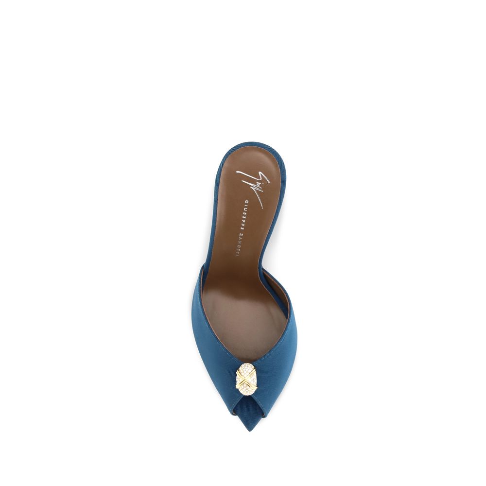 Blue Calf Leather Bos Taurus Stiletto Heel Sandals