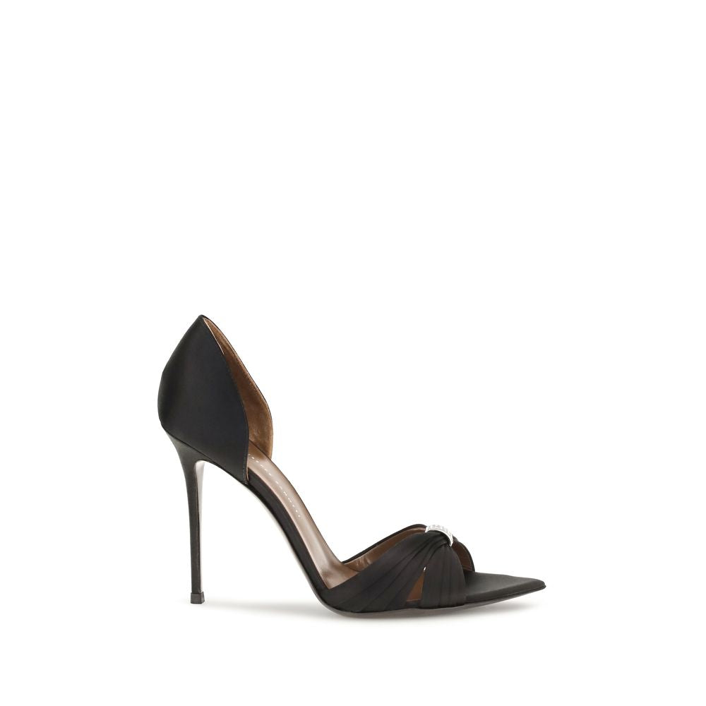 Black Satin Stiletto Heel Sandals