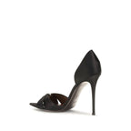 Black Satin Stiletto Heel Sandals