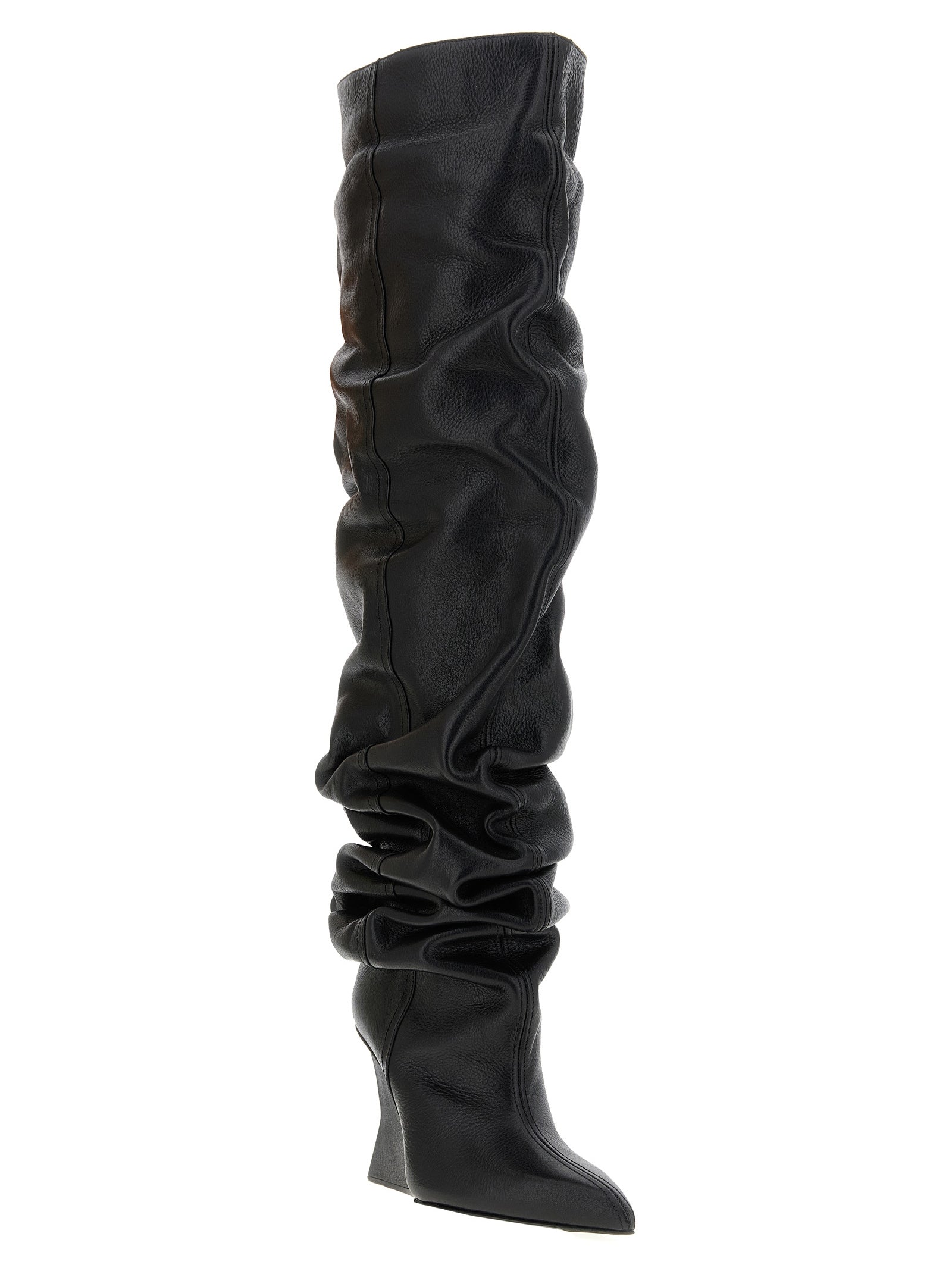 Black Calfskin Over The Knee