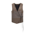 Brown Silk Sleeveless Jacket