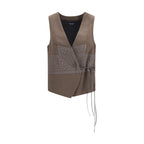 Brown Silk Sleeveless Jacket