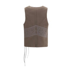Brown Silk Sleeveless Jacket