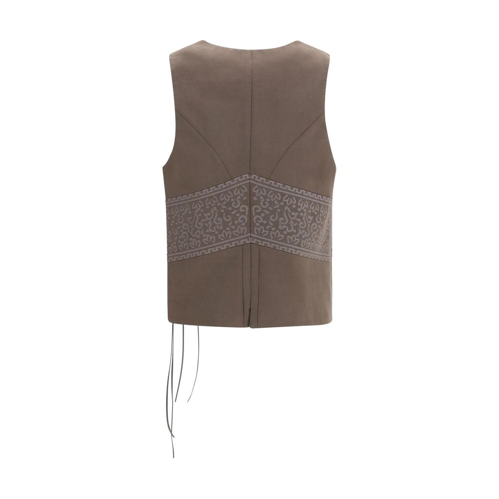 Brown Silk Sleeveless Jacket