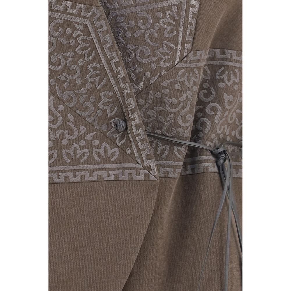 Brown Silk Sleeveless Jacket