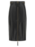 Black Lambskin Midi Skirt