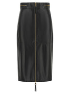 Black Lambskin Midi Skirt