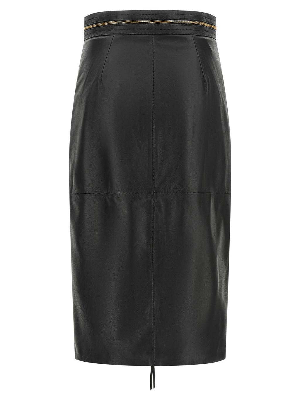 Black Lambskin Midi Skirt