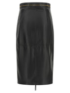 Black Lambskin Midi Skirt