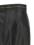 Black Lambskin Midi Skirt