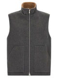 Gray Virgin Wool Sleeveless Jacket