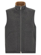 Gray Virgin Wool Sleeveless Jacket