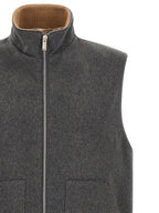 Gray Virgin Wool Sleeveless Jacket