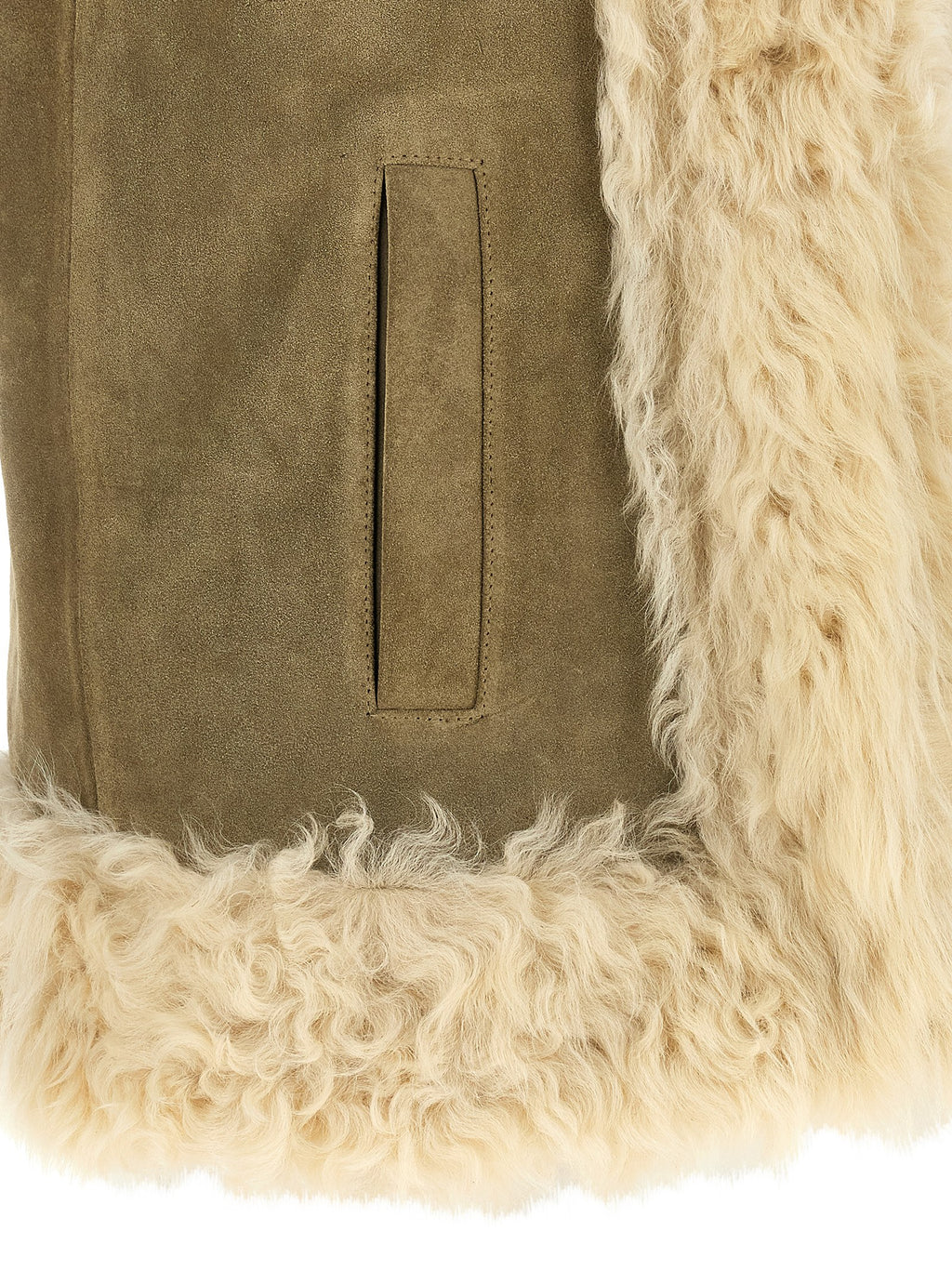 Beige Lamb Fur Sleeveless Jacket