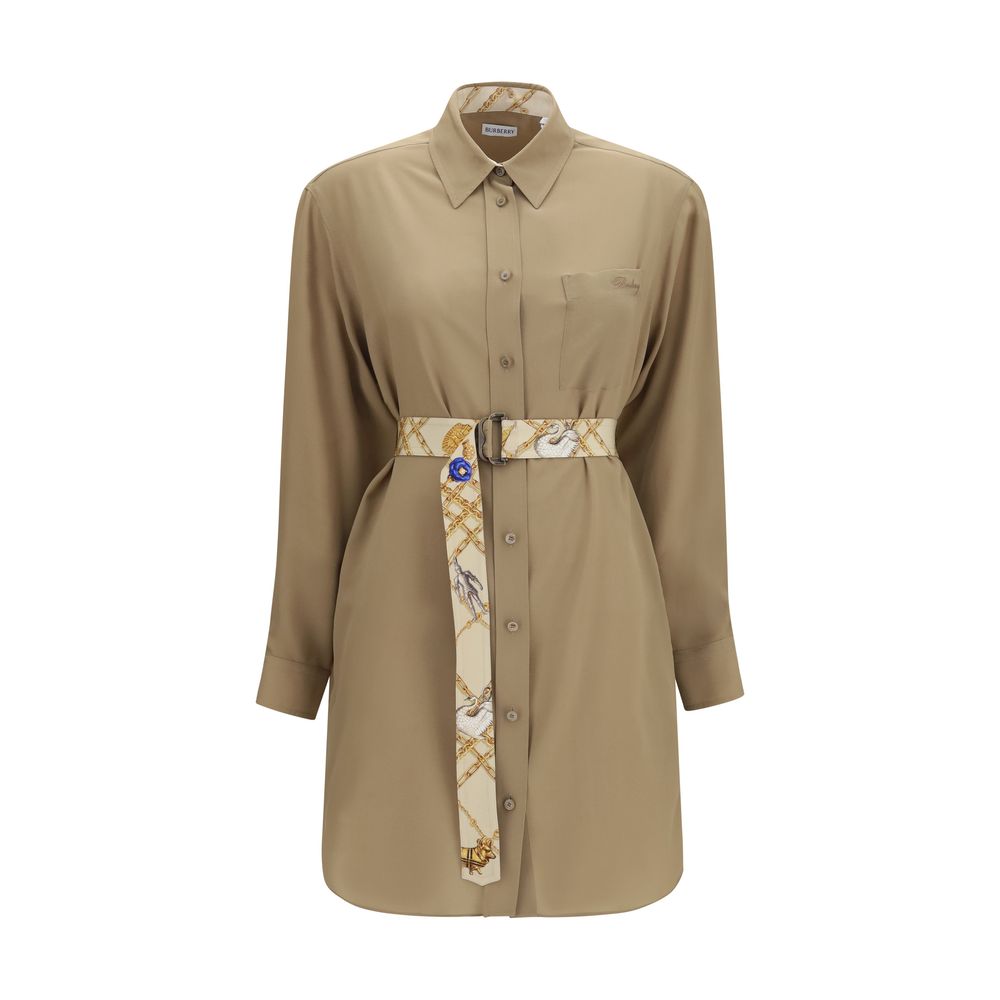 Beige Silk Casual Dress