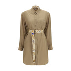 Beige Silk Casual Dress