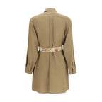 Beige Silk Casual Dress