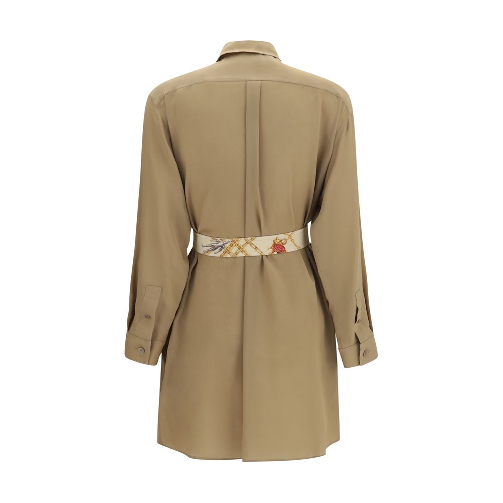 Beige Silk Casual Dress