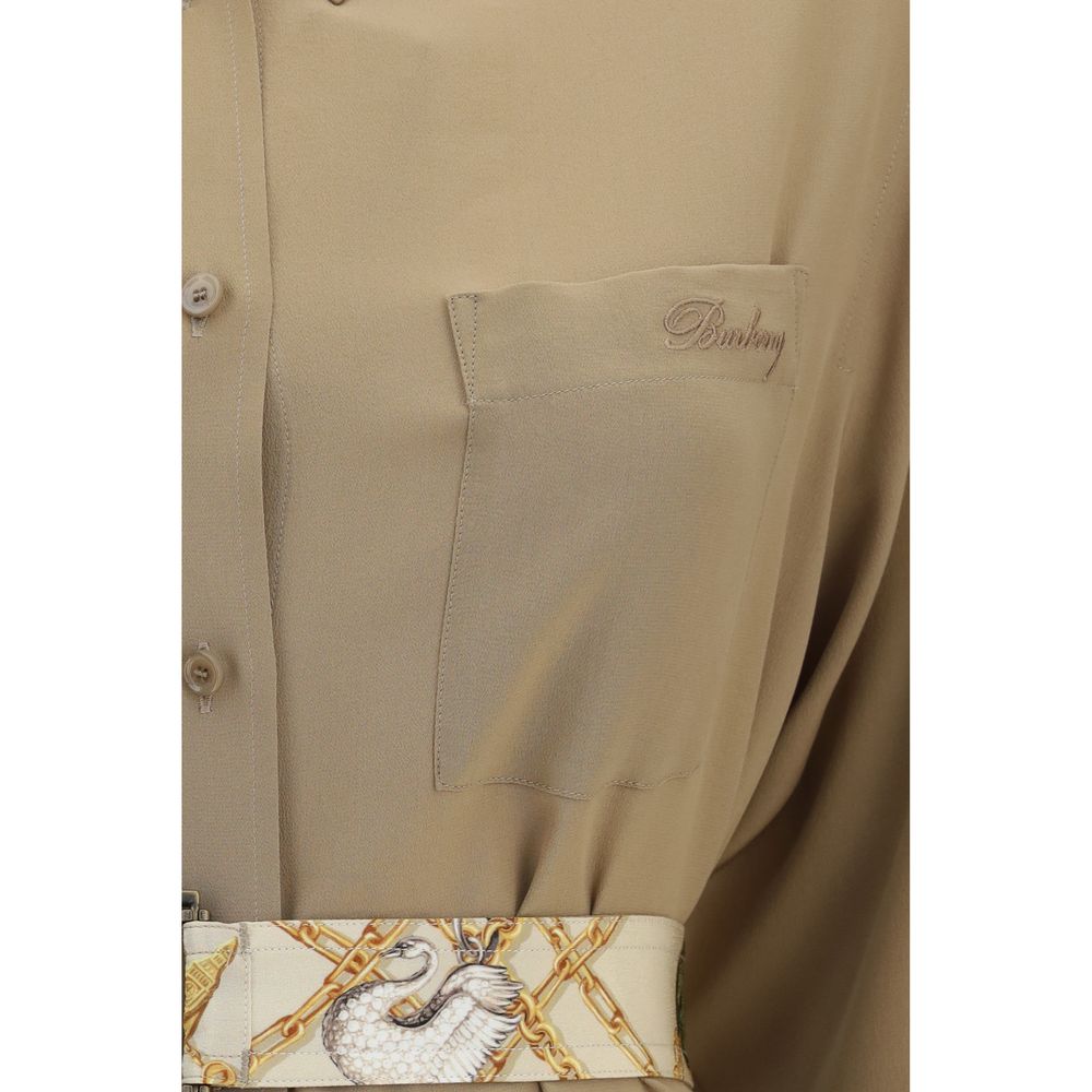 Beige Silk Casual Dress