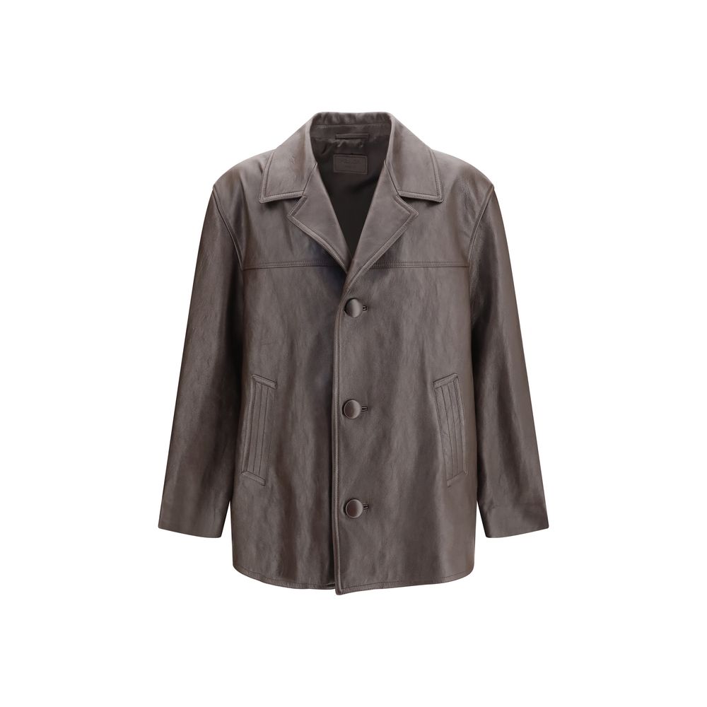 Black Wool Oves Aries Leather Jacket