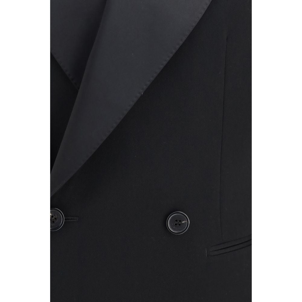 Black Wool Oves Aries Leather Jacket