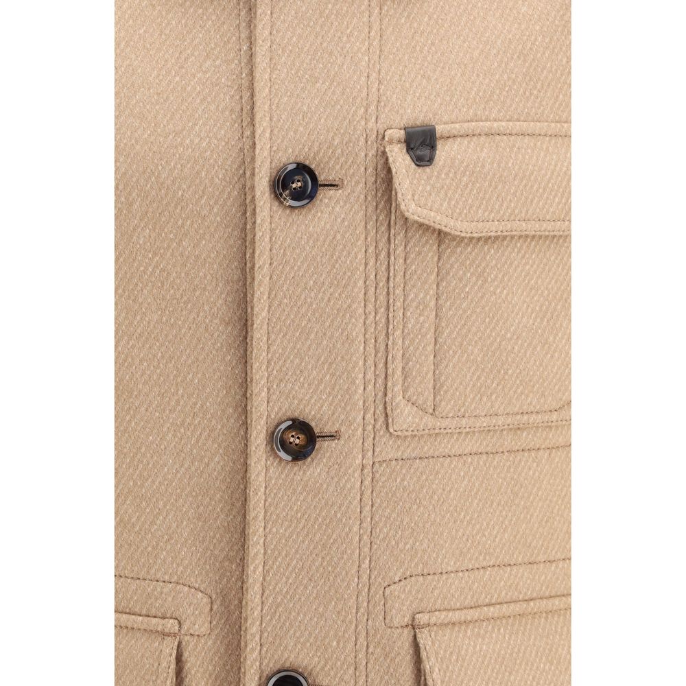 Beige Cashmere Leather Jacket
