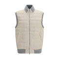 Beige Calf Leather Bos Taurus Sleeveless Jacket