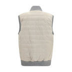 Beige Calf Leather Bos Taurus Sleeveless Jacket
