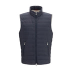 Blue Polyester Sleeveless Jacket