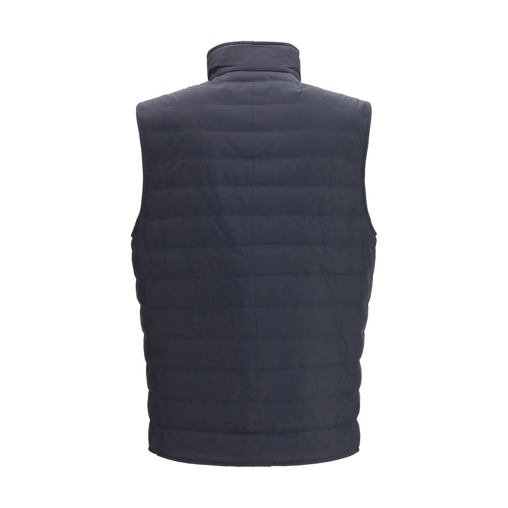 Blue Polyester Sleeveless Jacket