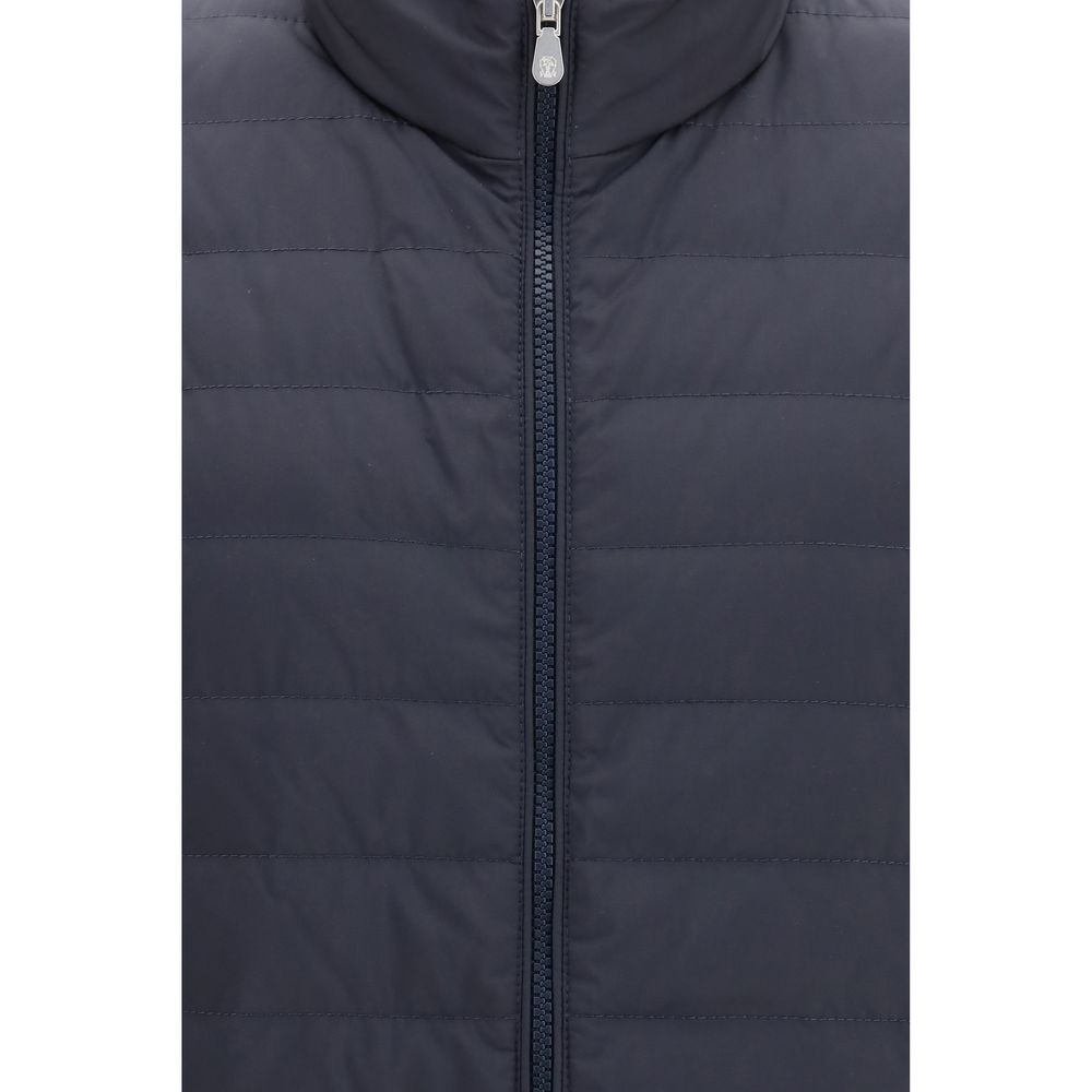 Blue Polyester Sleeveless Jacket