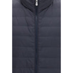 Blue Polyester Sleeveless Jacket