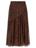 Brown Silk Mini Skirt