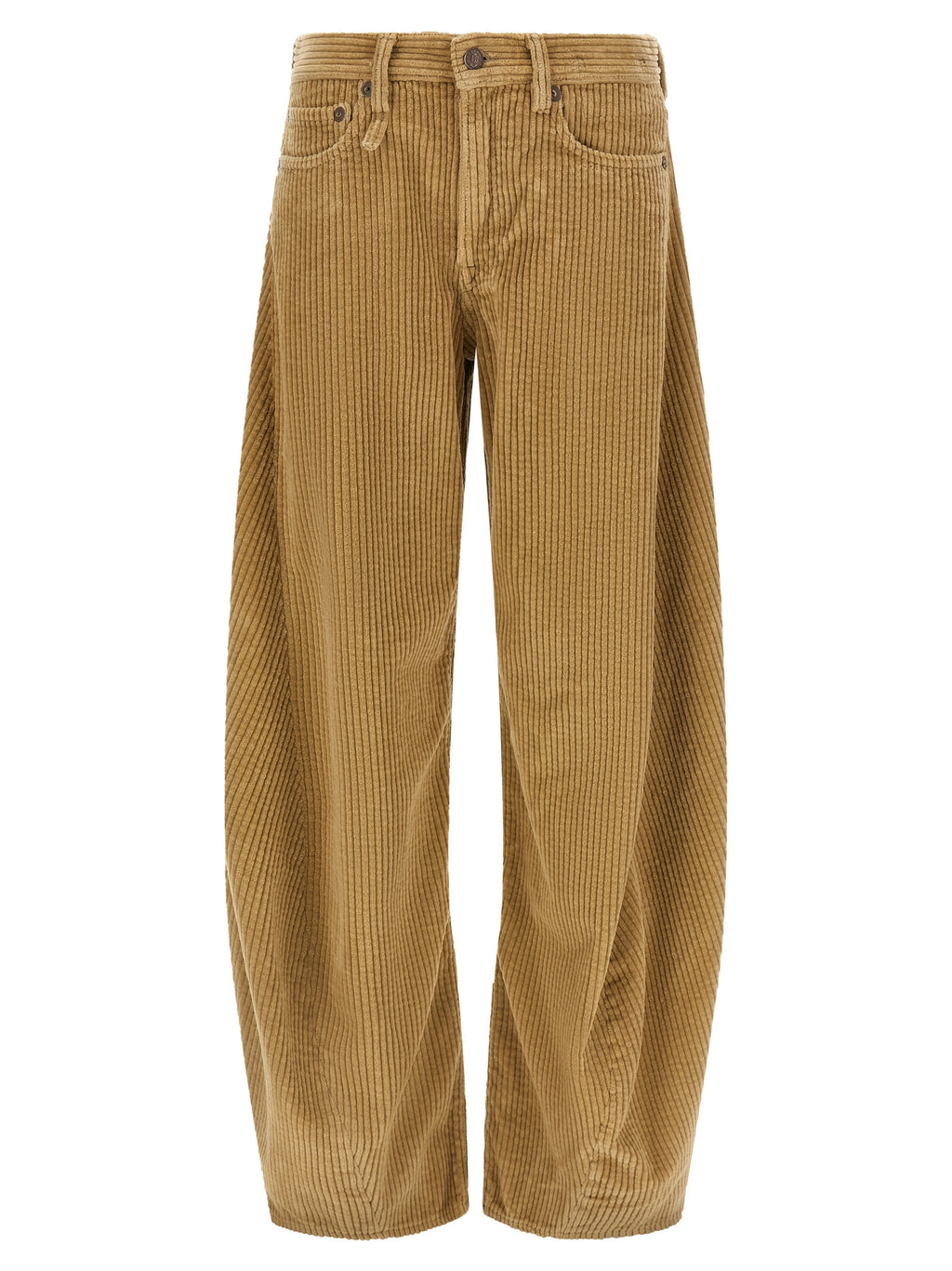 Beige Cotton Casual Pants