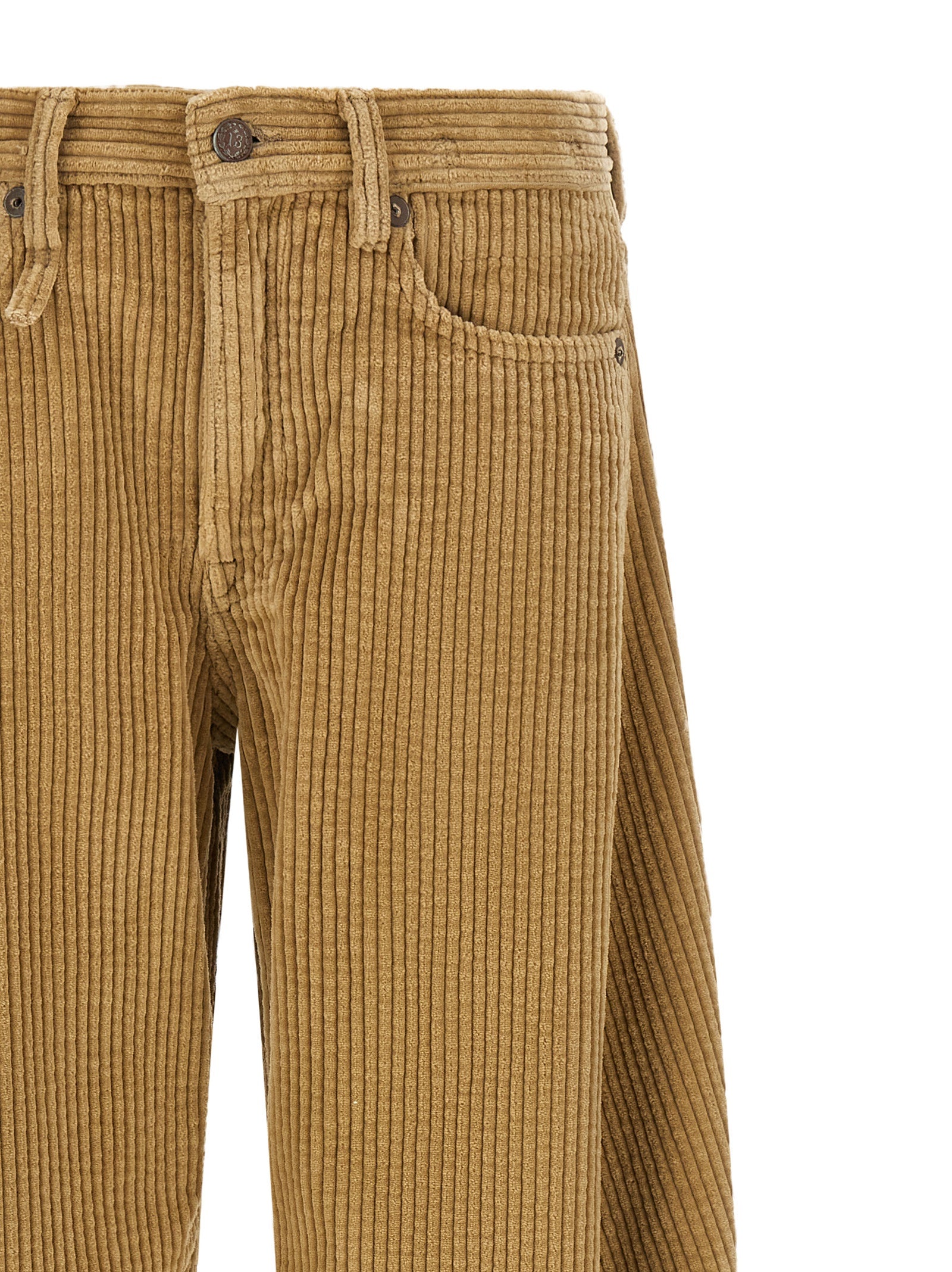 Beige Cotton Casual Pants
