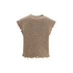 Beige Cashmere Sleeveles Sweater