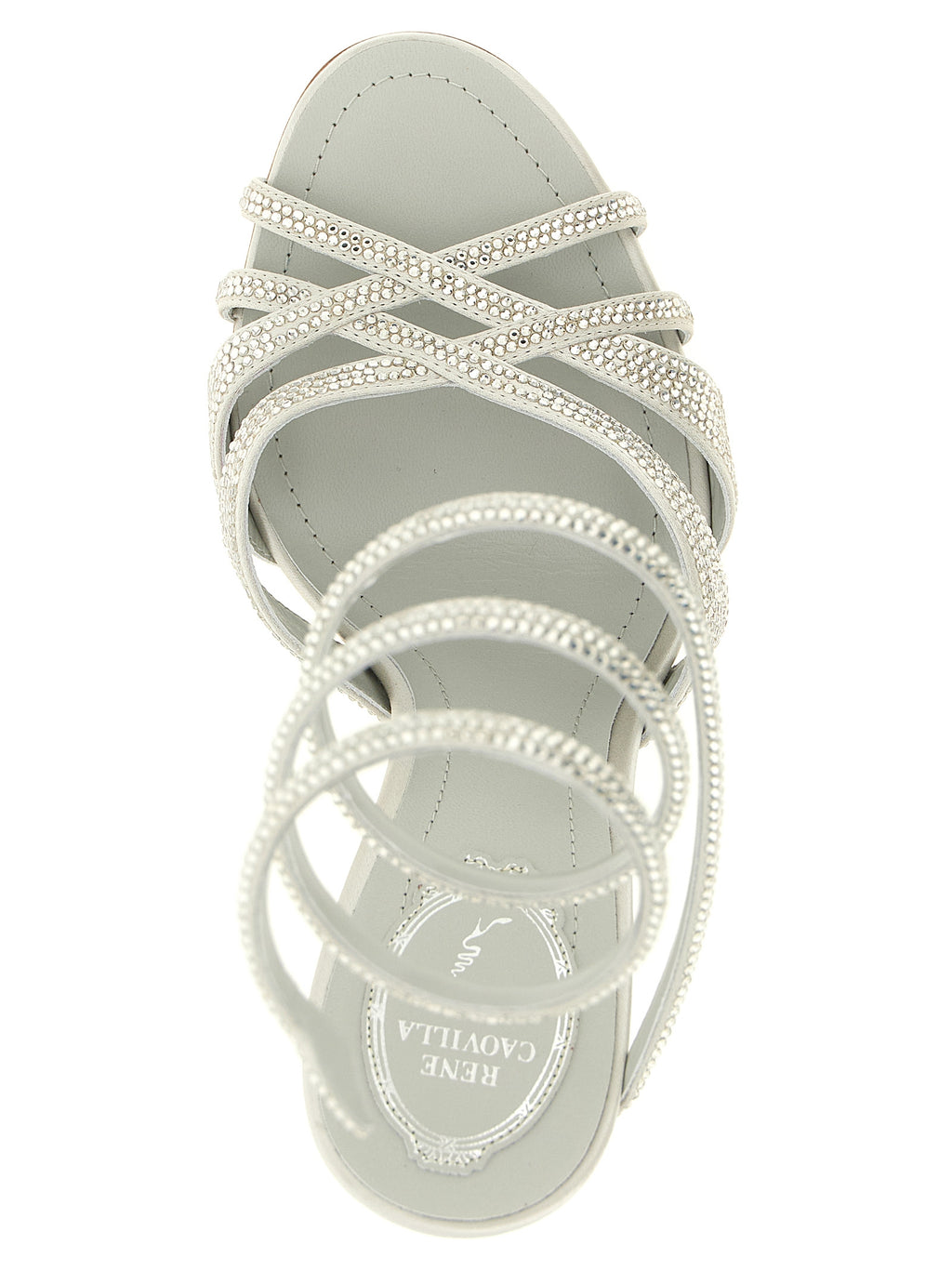 Silver Viscose Stiletto Heel Sandals