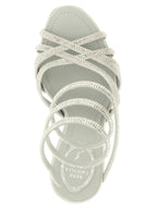Silver Viscose Stiletto Heel Sandals
