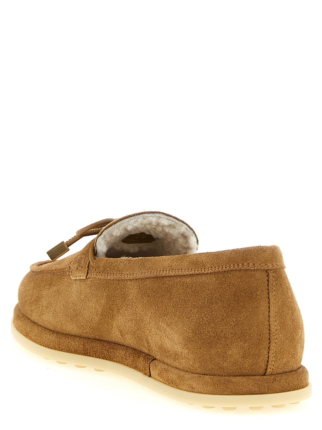 Beige Calfskin Slip-On Loafers
