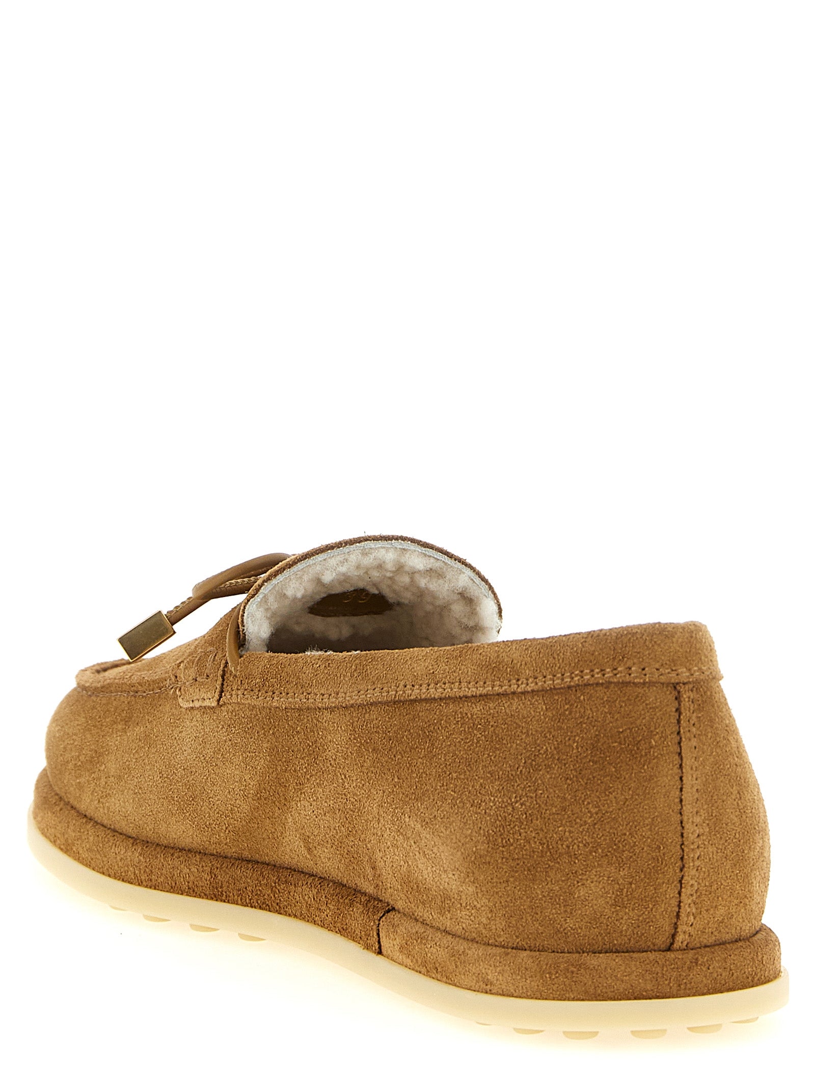 Beige Calfskin Slip-On Loafers