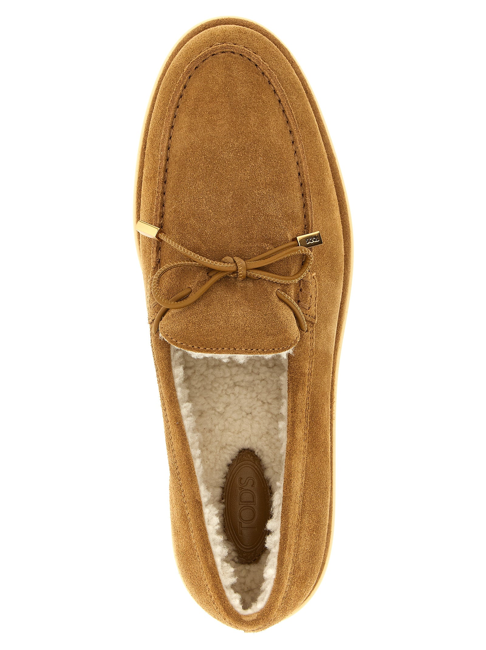 Beige Calfskin Slip-On Loafers