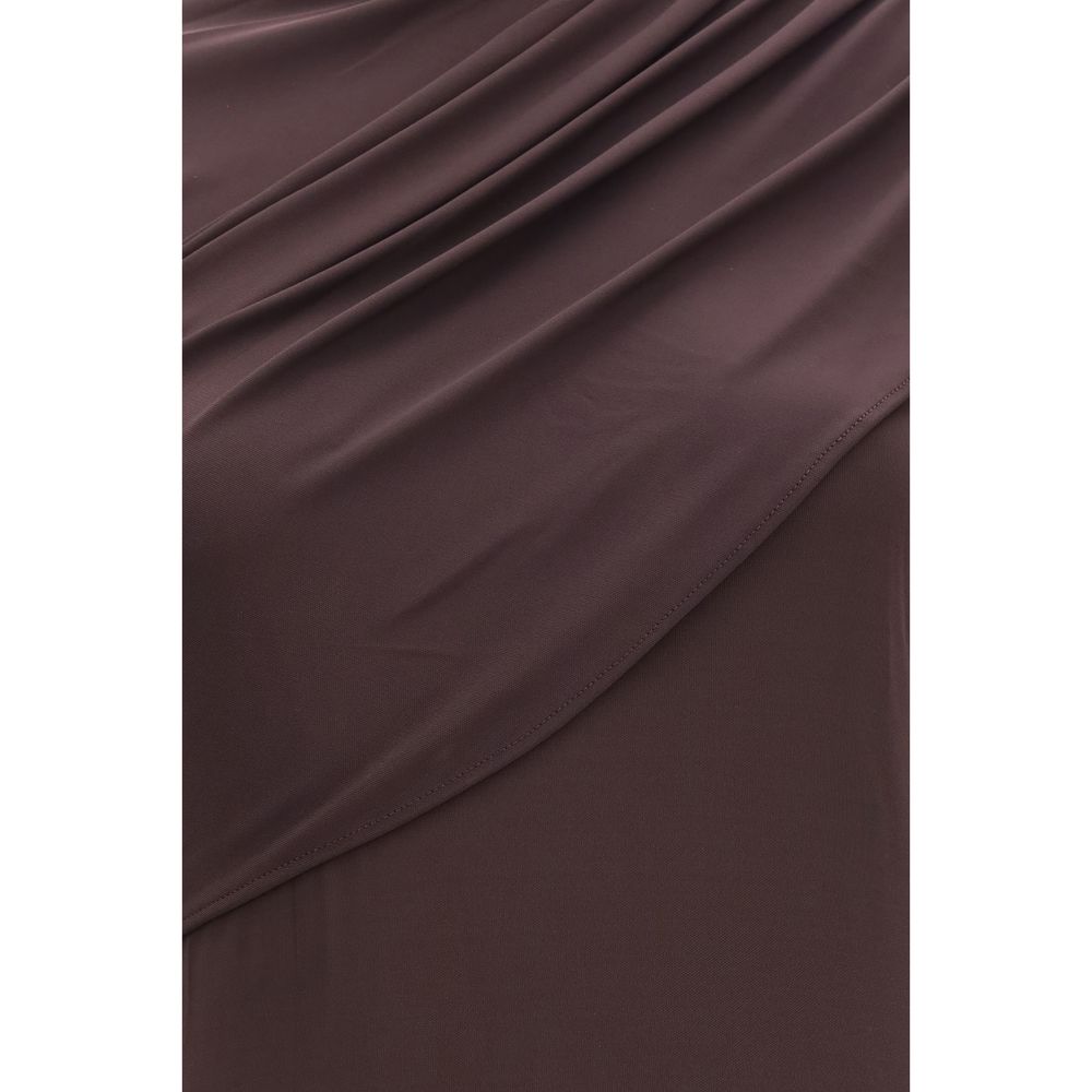 Brown Viscose Casual Dress