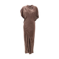 Brown Viscose Cocktail Dress