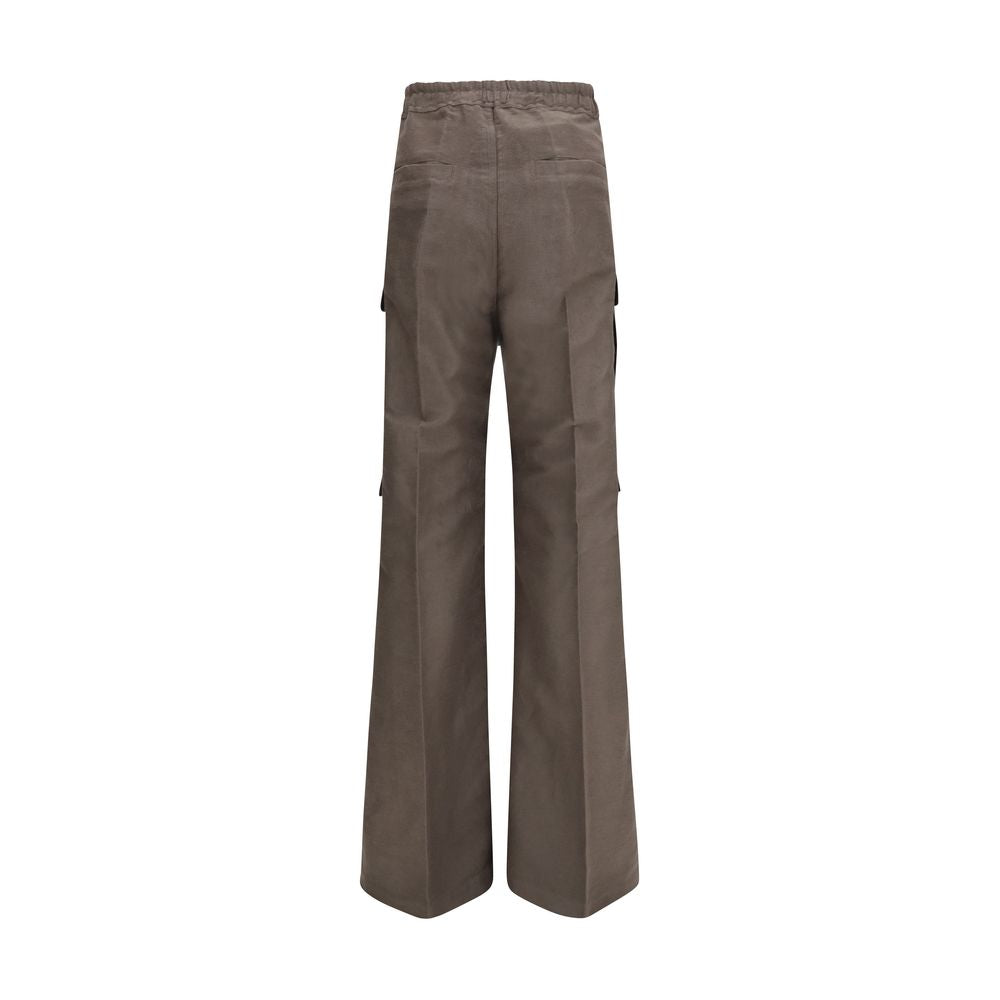 Brown Ramie Cargo Pants