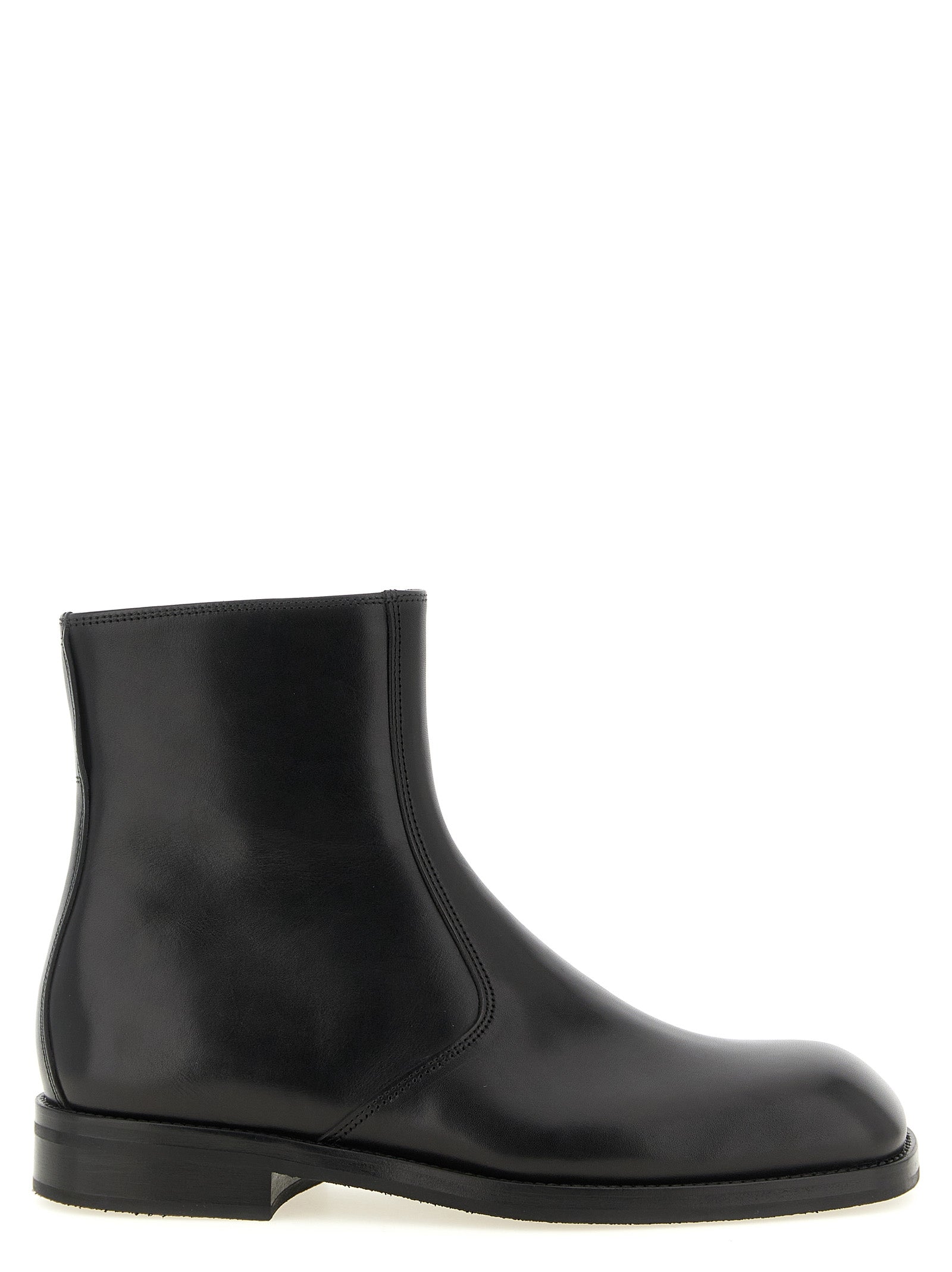 Black Lamb Leather Ankle Boots