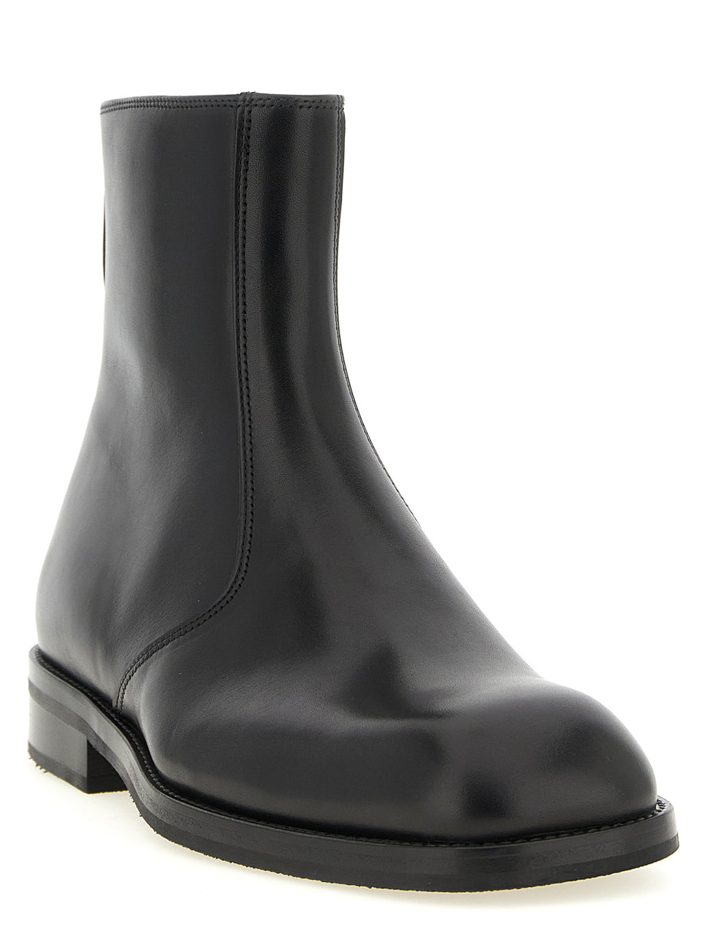 Black Lamb Leather Ankle Boots