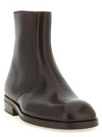 Brown Lamb Leather Ankle Boots
