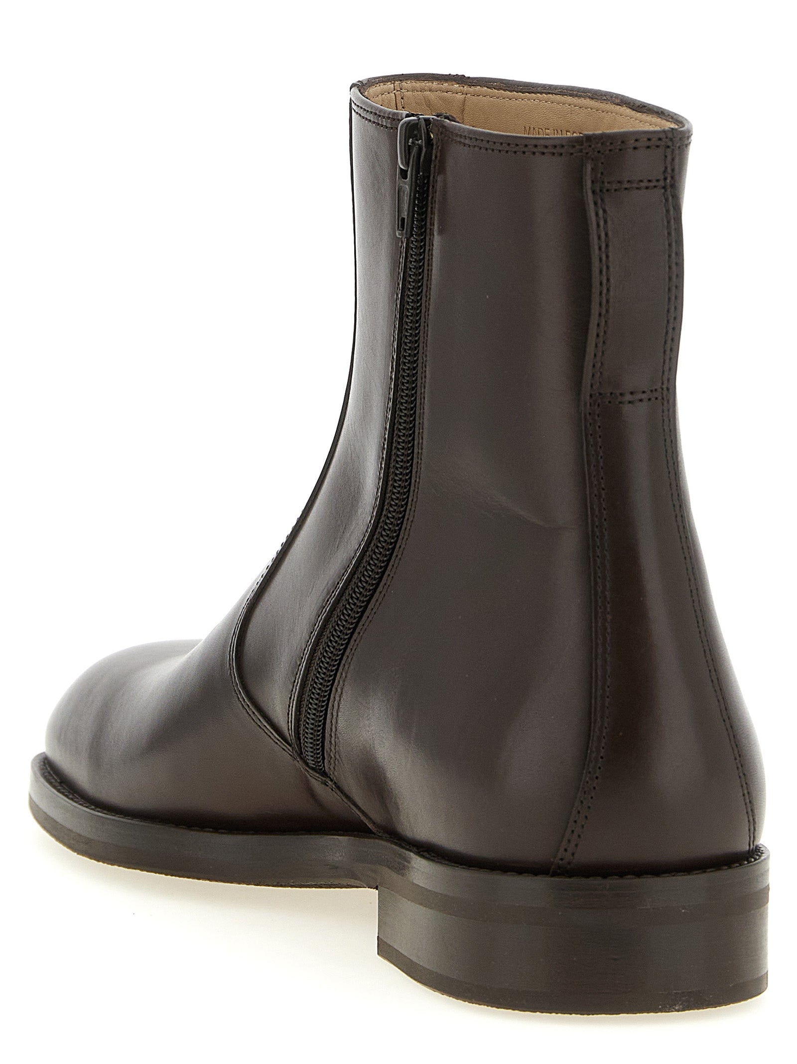 Brown Lamb Leather Ankle Boots